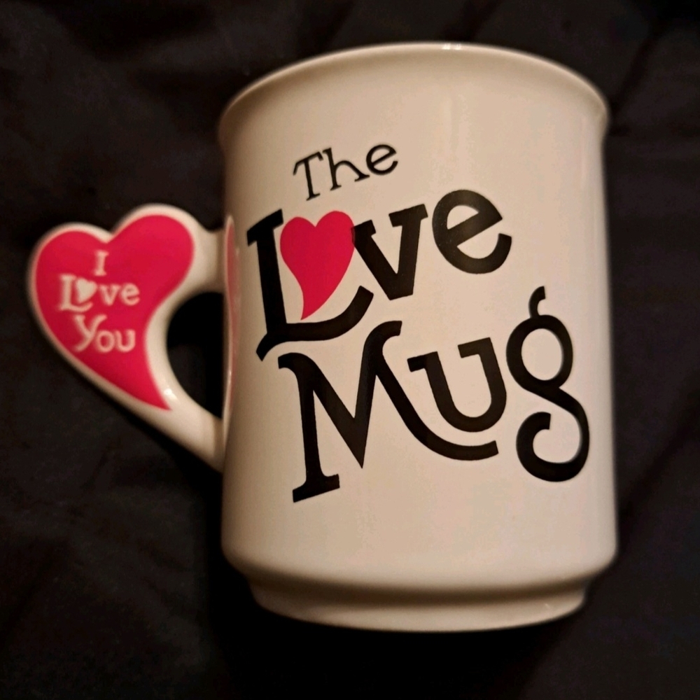 Valentine's Day Gift The Love Mug with Heart Handle - White and Pink Sweethearts